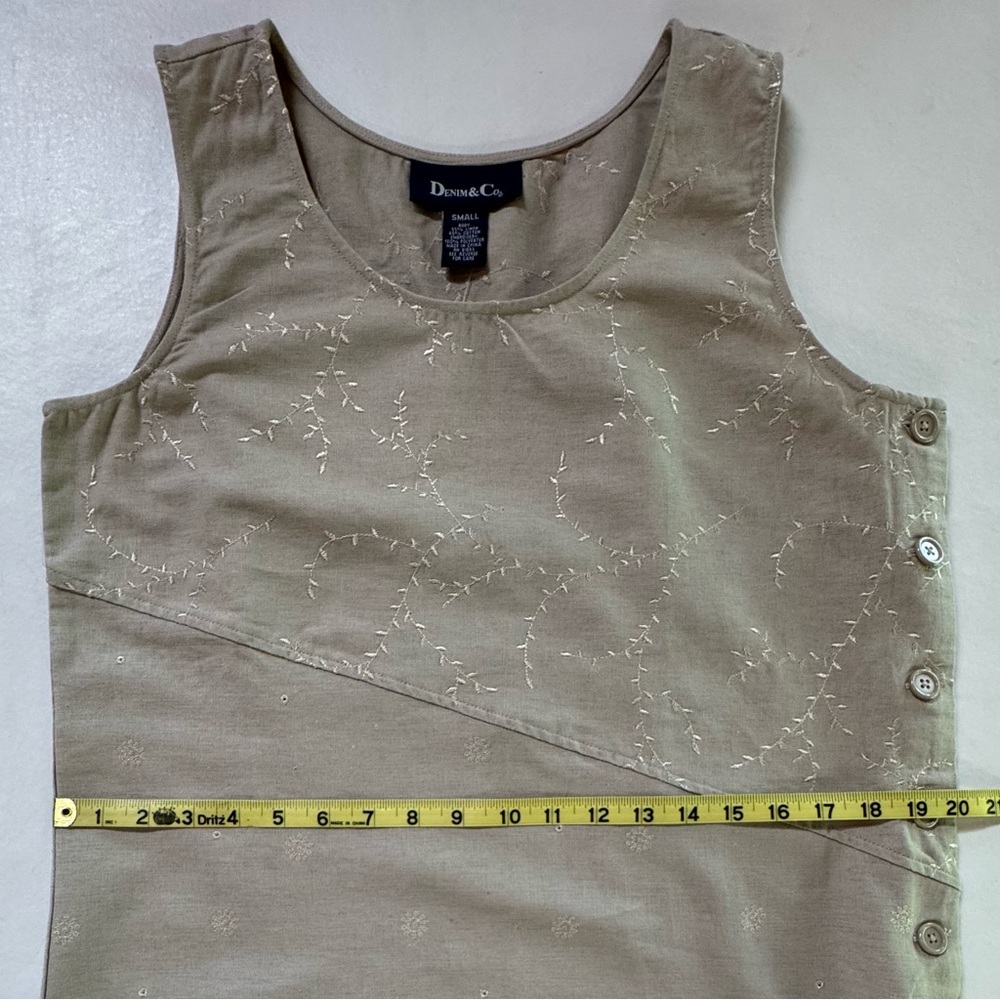 Linen Blend Sleeveless Embroidered Eyelet Maxi Dress (S) - Picture 9 of 16
